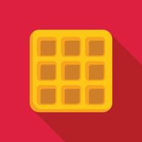 Square waffle casting long shadow on red background vector