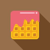 Square waffle with dripping pink glaze in flat design style vector