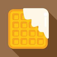 Square waffle dripping with syrup on brown background vector