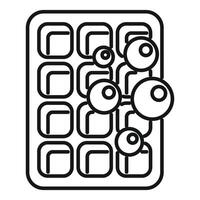 Ice cube tray filled with water and bubbles forming icon line art style vector