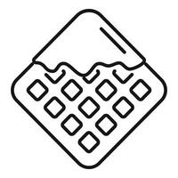 Square waffle with syrup drizzled on top icon in line style vector