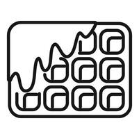 Square waffle with melted chocolate drizzled on top icon vector