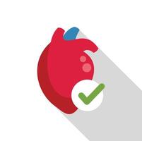 Healthy heart with check mark showing good health and wellness vector