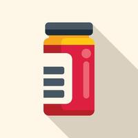 Red medicine bottle with label casting a shadow vector