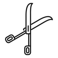 Gardening scissors icon, simple thin line style vector