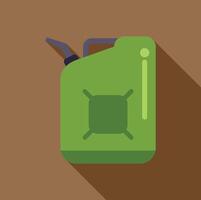 Green jerrycan standing with long shadow on brown background vector