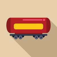 Red tank wagon delivering oil or gas on rails in flat style design vector