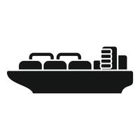 Simple icon of a cargo ship carrying containers, floating on water vector
