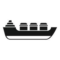 Large cargo ship transporting three containers on the sea vector