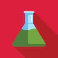 Illustration of a laboratory glassware with a green solution vector
