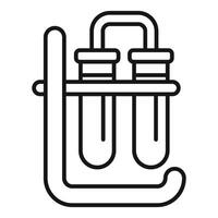 Line art icon of test tubes in a lab setting, representing scientific research and analysis vector