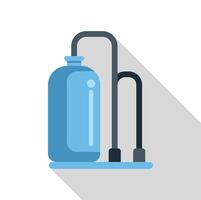 Blue oxygen tank with attached regulator for scuba diving and underwater exploration vector
