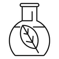 Chemistry flask experiment containing leaf for botany study vector