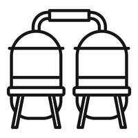 Double water tank system connecting two tanks with pipe for liquid storage vector