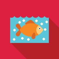 Goldfish swimming in aquarium with water and bubbles icon vector