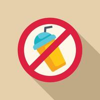 No drinks allowed sign featuring a disposable cup with straw vector