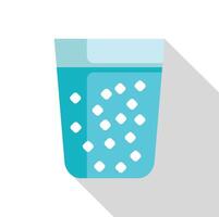 Glass of water with ice cubes refreshing beverage icon vector