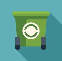 Green recycle bin with wheels showing recycling symbol for environmentally friendly waste management vector