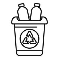 Plastic bottles being recycled in container with recycling symbol vector