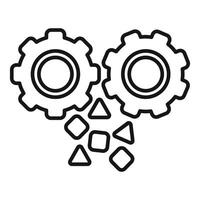 Two gears working together crushing squares and triangles vector