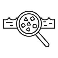 Magnifying glass analyzing sea pollution trash garbage waste vector