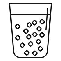 Glass filled with ice cubes and straw for refreshing cold beverage vector