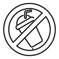No drinks allowed sign featuring a disposable cup with straw vector