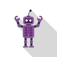 Purple robot raising arms with long shadow vector