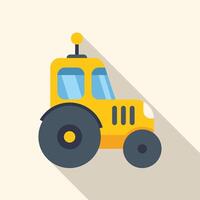 Yellow tractor standing with a long shadow on a white background vector
