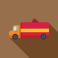 Fire truck driving right with long shadow vector