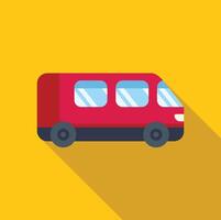 Red modern coach bus standing side view on yellow background vector