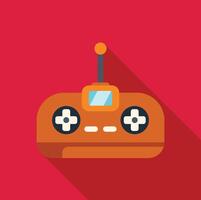 Orange drone remote control device with antenna over red background vector