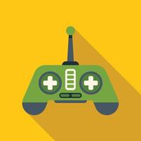 Green radio remote control with long shadow on yellow background vector