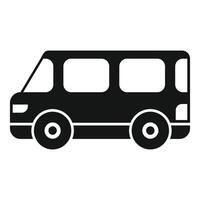 Black minibus transporting passengers icon side view vector
