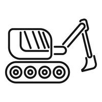 Small excavator digging with its bucket on tracks vector