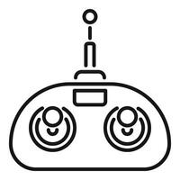 Radio remote control with antenna for drone is pictured on white background vector