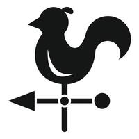Black rooster weather vane showing wind direction icon vector