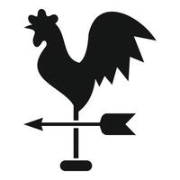 Black metal weather vane showing a rooster standing on arrow vector