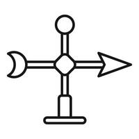 Simple line icon of a weather vane showing wind direction vector
