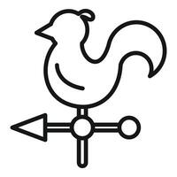 Rooster weather vane showing wind direction in outline style vector