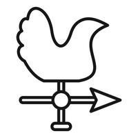 Line art icon of a wind direction indicator in the shape of a chicken vector