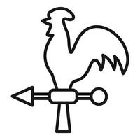 Weather vane with rooster standing and showing wind direction vector