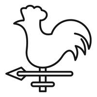 Weather vane showing rooster pointing wind direction vector