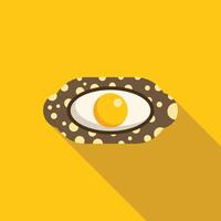 Fried egg on a plate with long shadow on yellow background vector