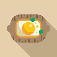 Fried egg is served on a plate for breakfast vector