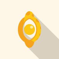 Fried egg sunny side up with long shadow on white background vector