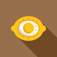 Lemon slice shining like a sun with long shadow vector