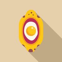 Fried egg dish with yolk and white on plate with long shadow vector