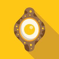 Fried egg sunny side up with yolk on yellow background with long shadow vector