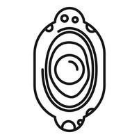 Spaceship window showing planet with crater from space minimal line art icon vector